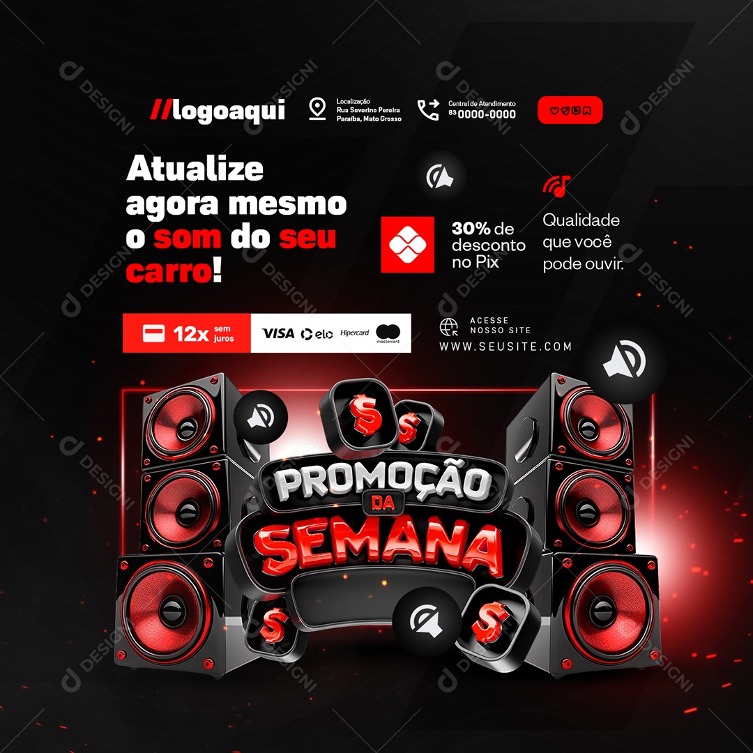 Som Turbinado Som Automotivo Promoção da Semana Social Media PSD Editável