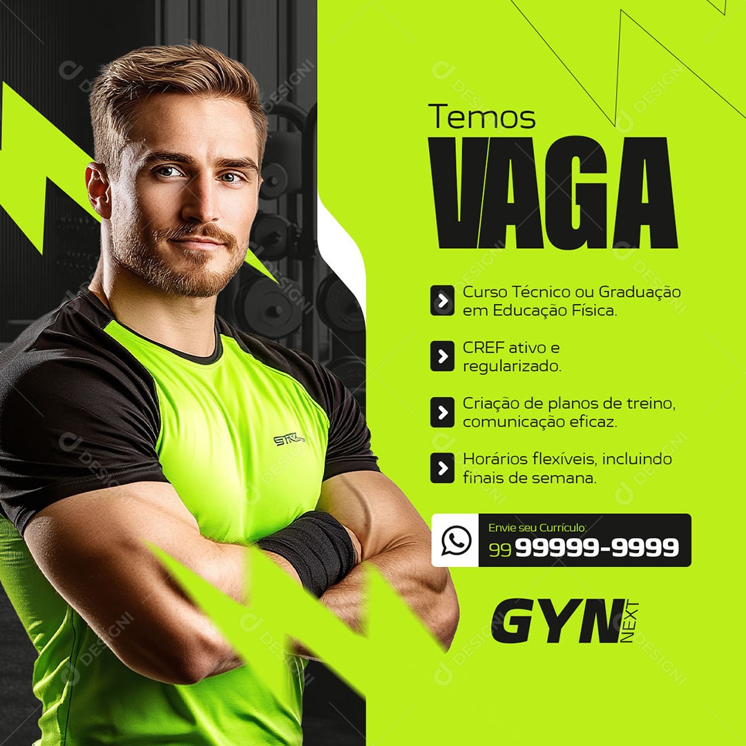 Vagas de Empregos Personal Trainer Social Media PSD Editável