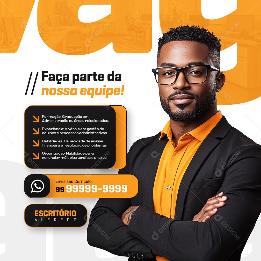 Vagas de Empregos Graduação em Administração Social Media PSD Editável