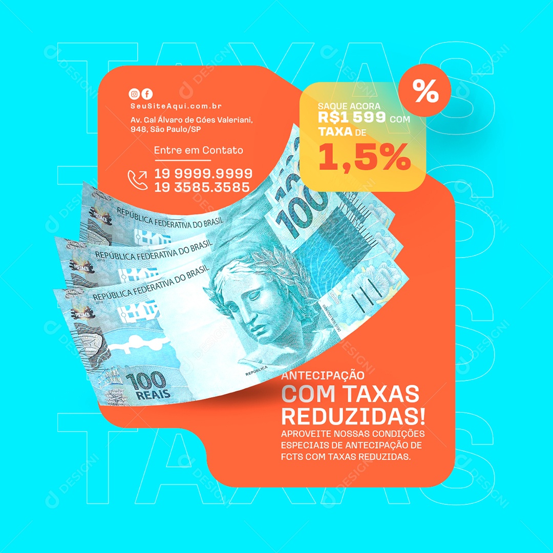 FGTS Antecipação com Taxas Reduzidas Social Media PSD Editável