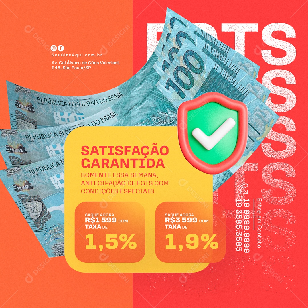FGTS Satisfação Garantida Social Media PSD Editável