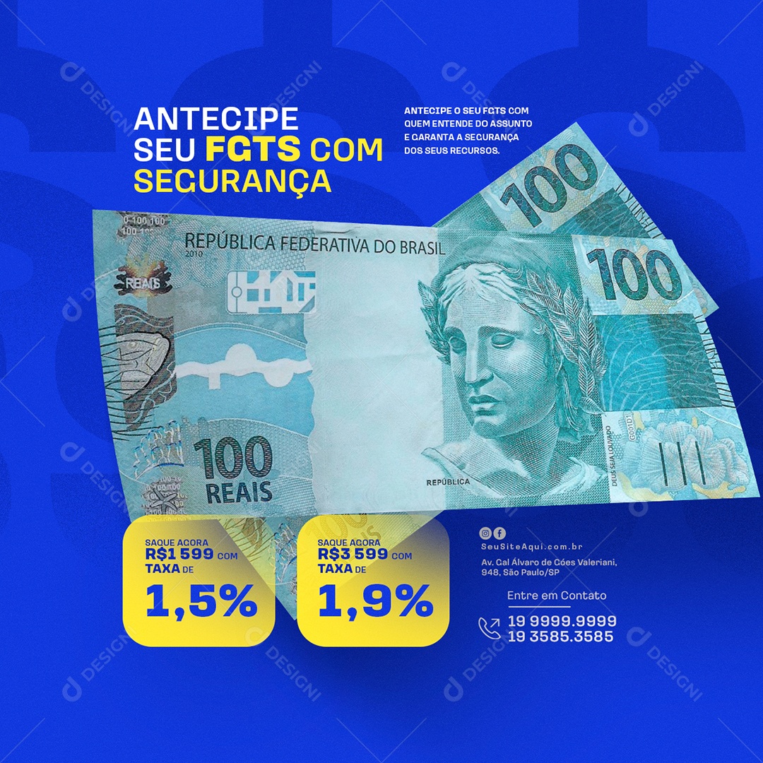 Antecipe seu FGTS com Segurança Social Media PSD Editável