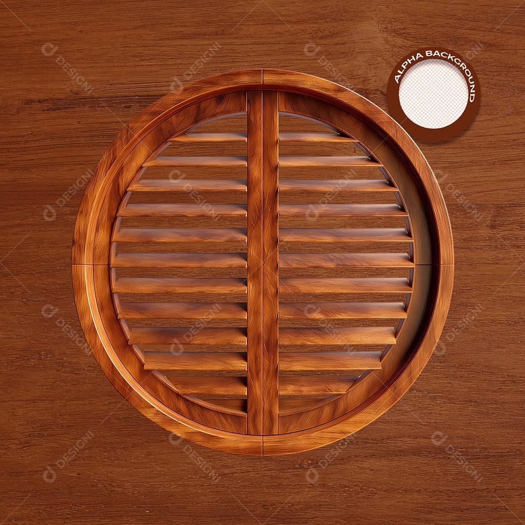 Janela Elemento 3D de Madeira para Composição PSD