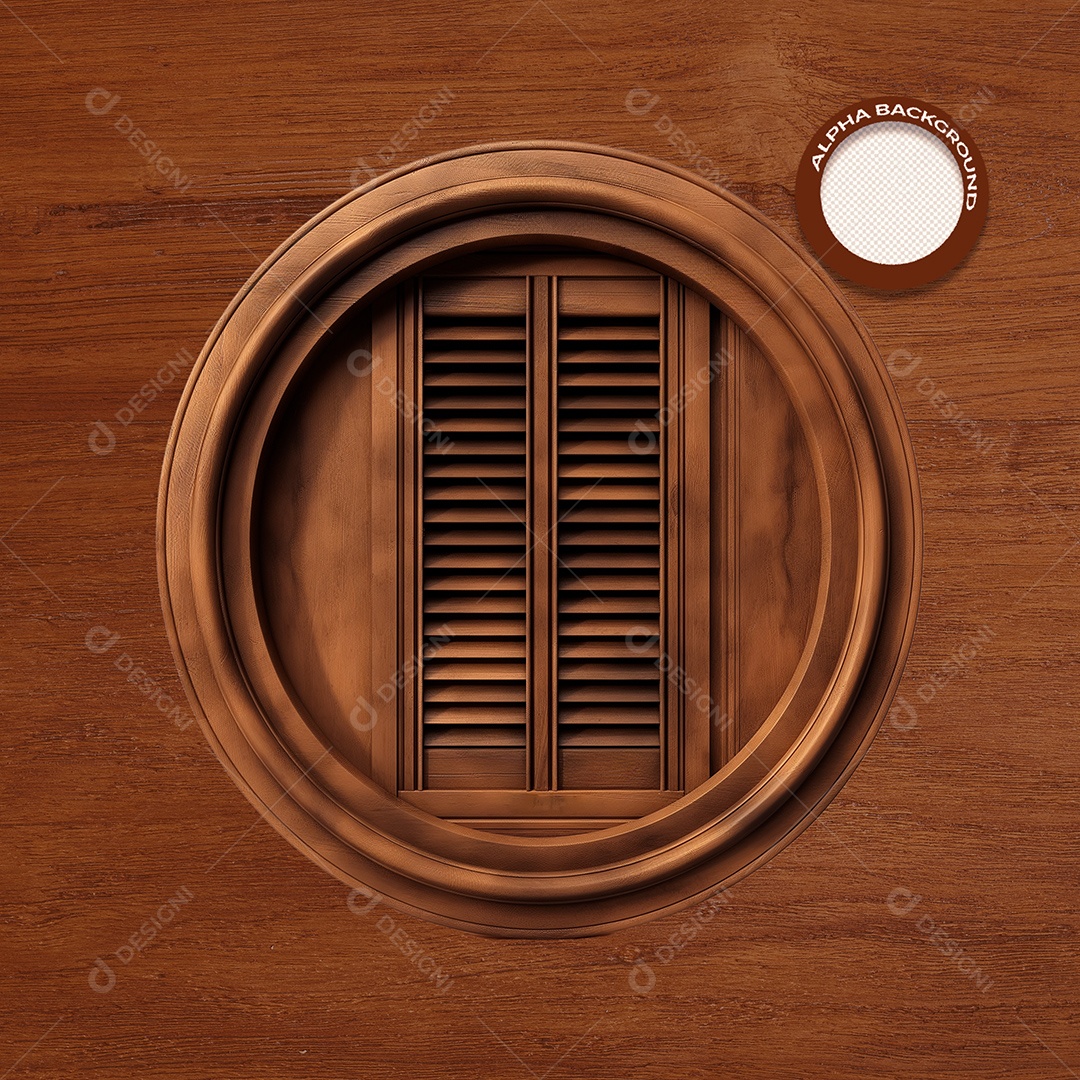 Janela de Madeira Elemento 3D para Composição PSD