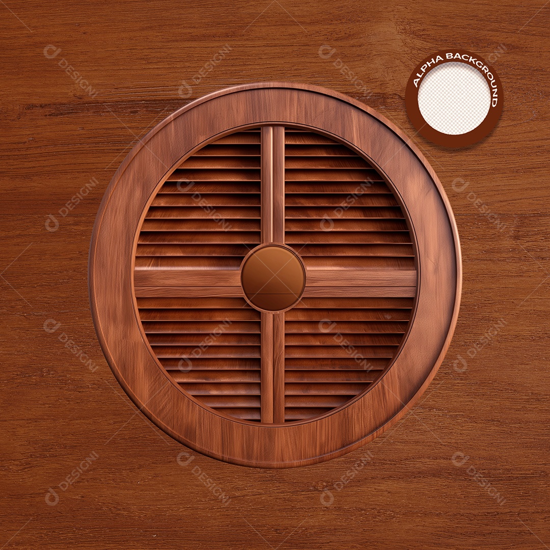 Janela de Madeira Escuro Elemento 3D para Composição PSD