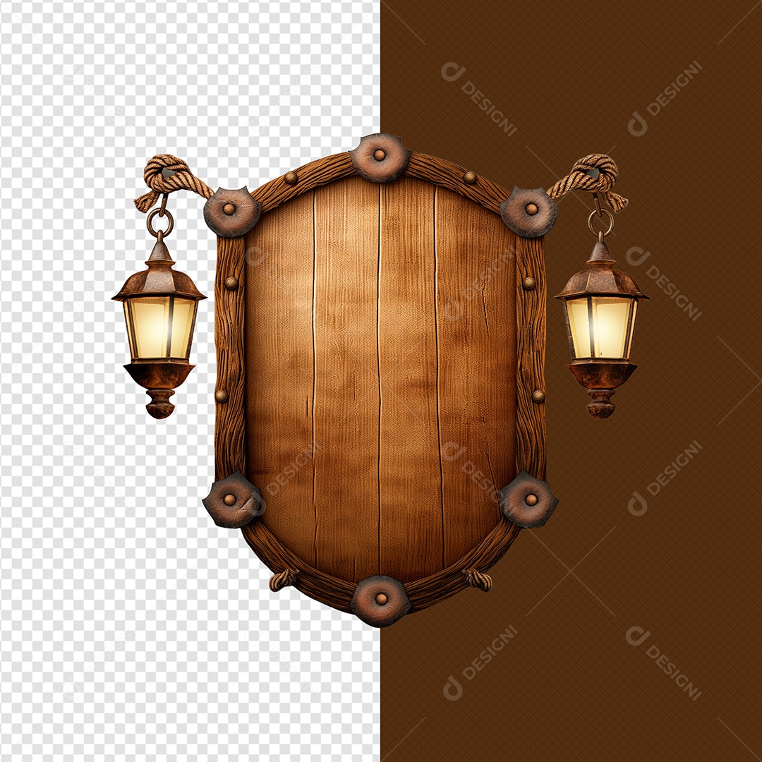 Placa de Madeira Elemento 3D para Composição PSD