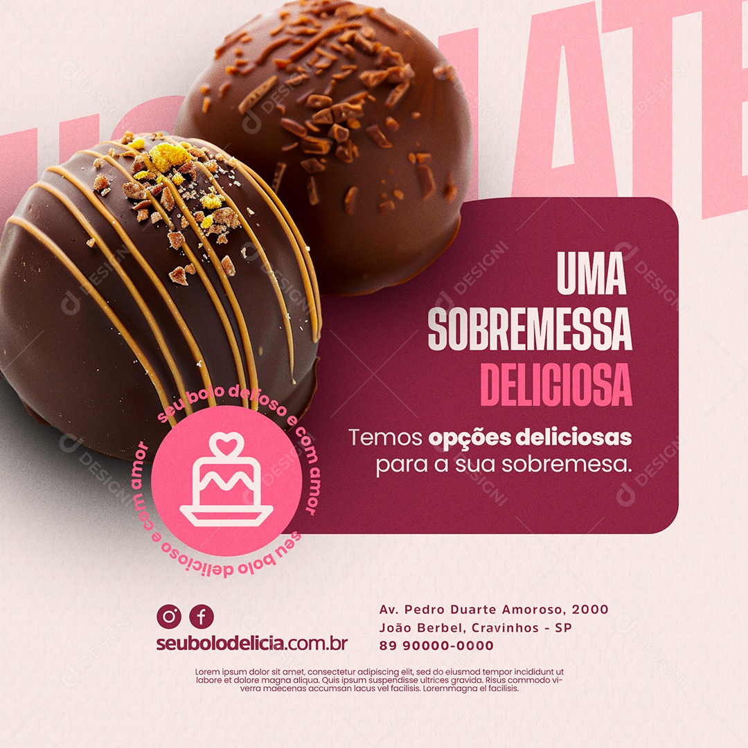 Doceria Uma Sobremesa Deliciosa Social Media PSD Editável