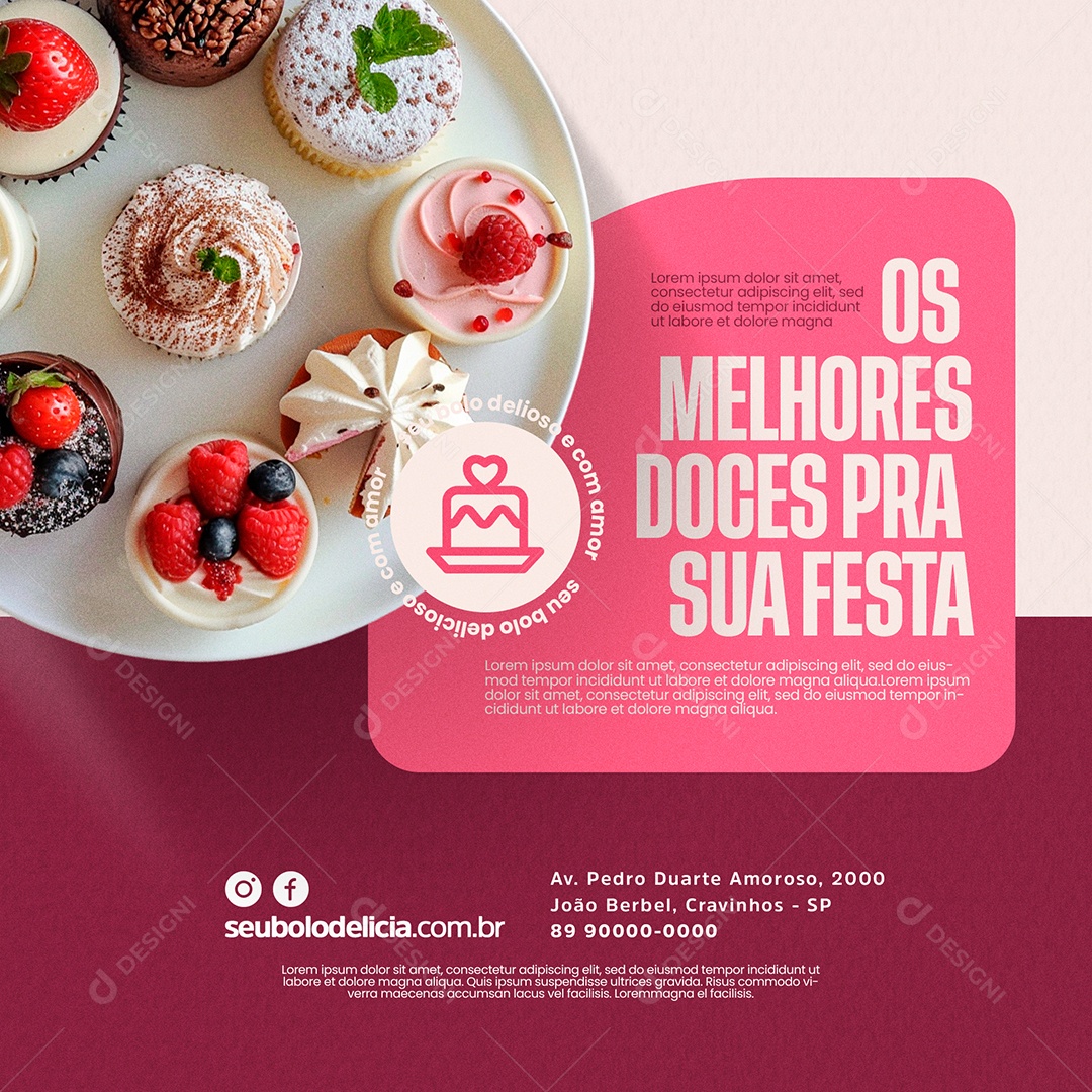 Doceria os Melhores Doces Pra Sua Festa Social Media PSD Editável