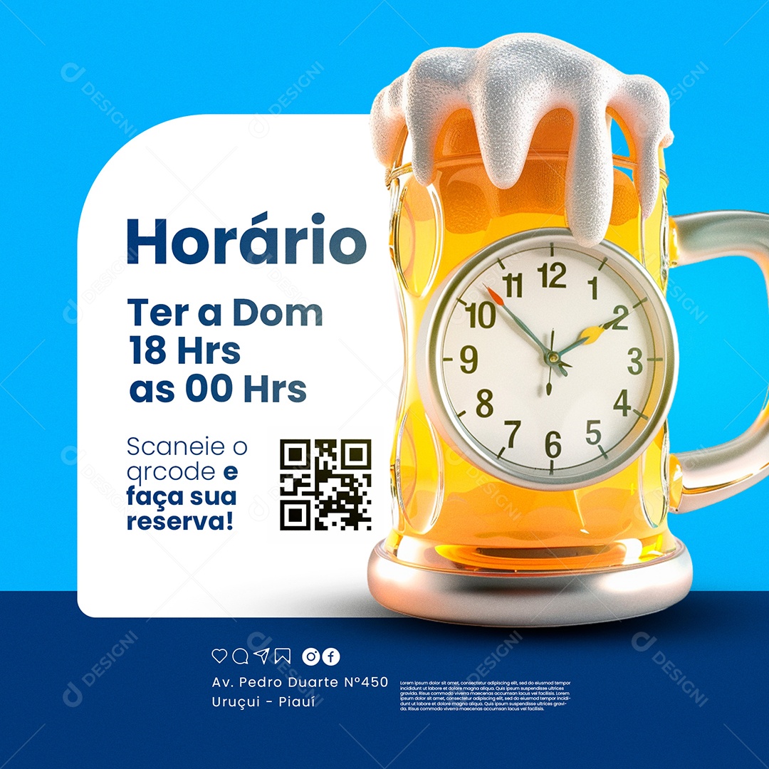 Cervejaria Horário Social Media PSD Editável