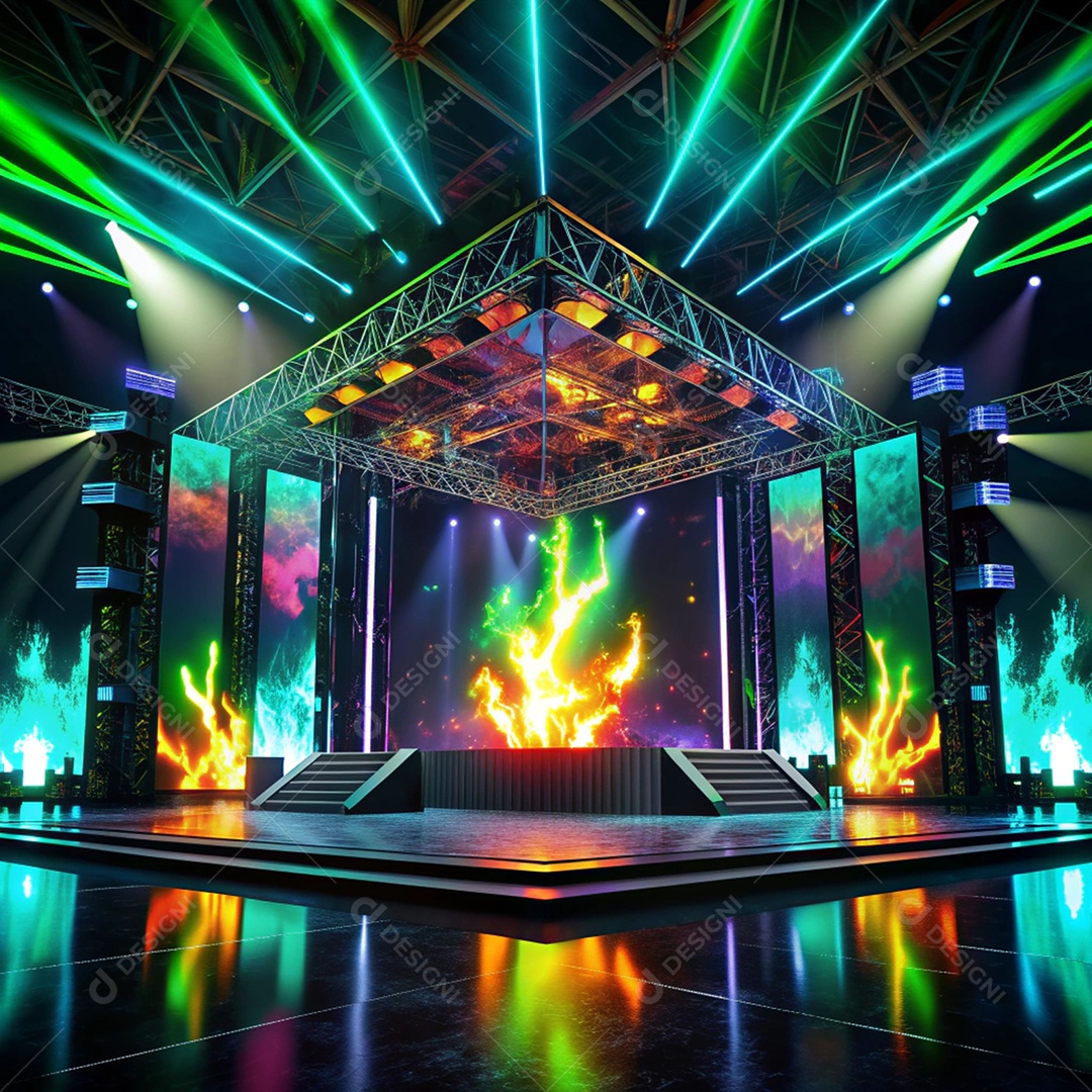 Palco bem iluminado e moderno para show