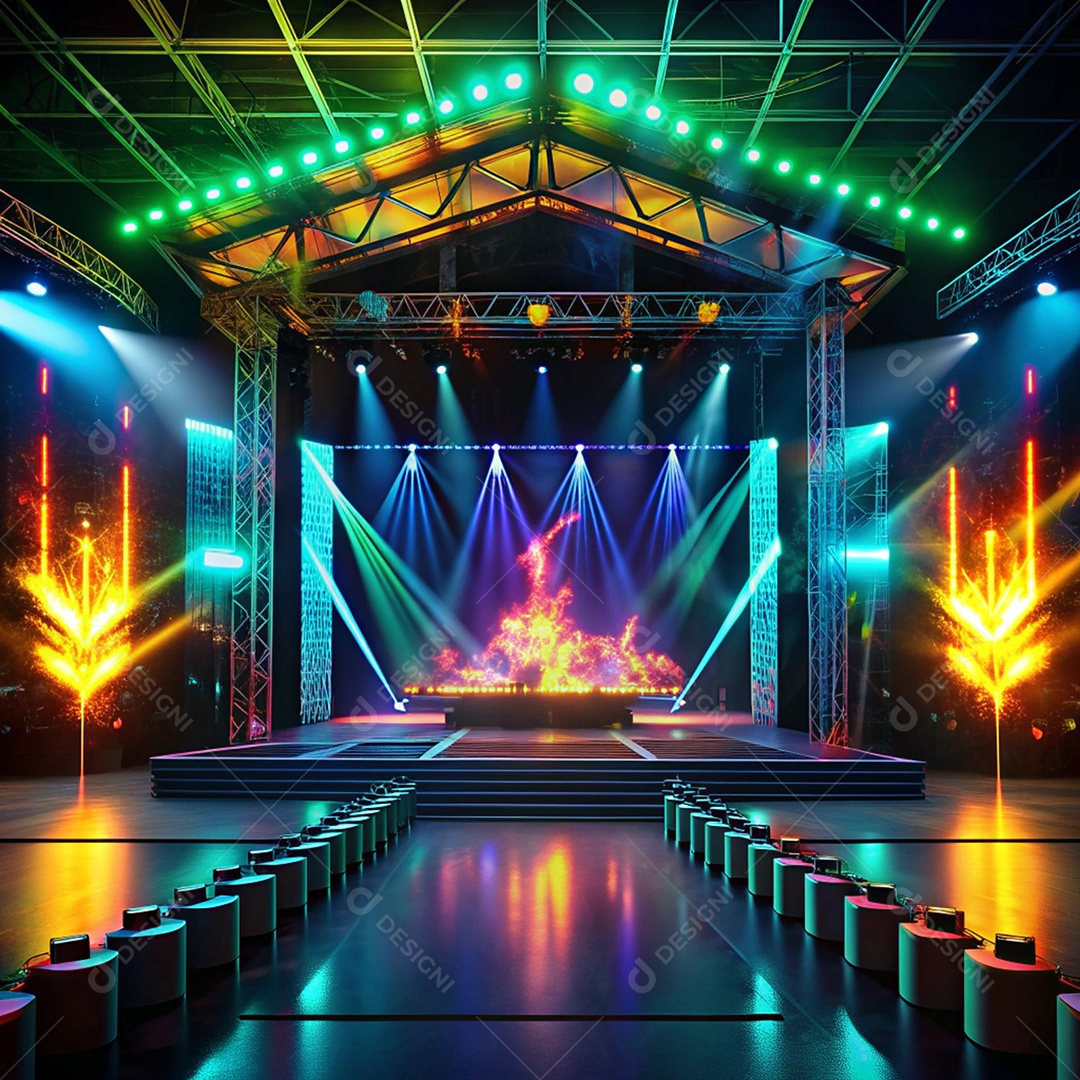 Palco bem iluminado e moderno para show