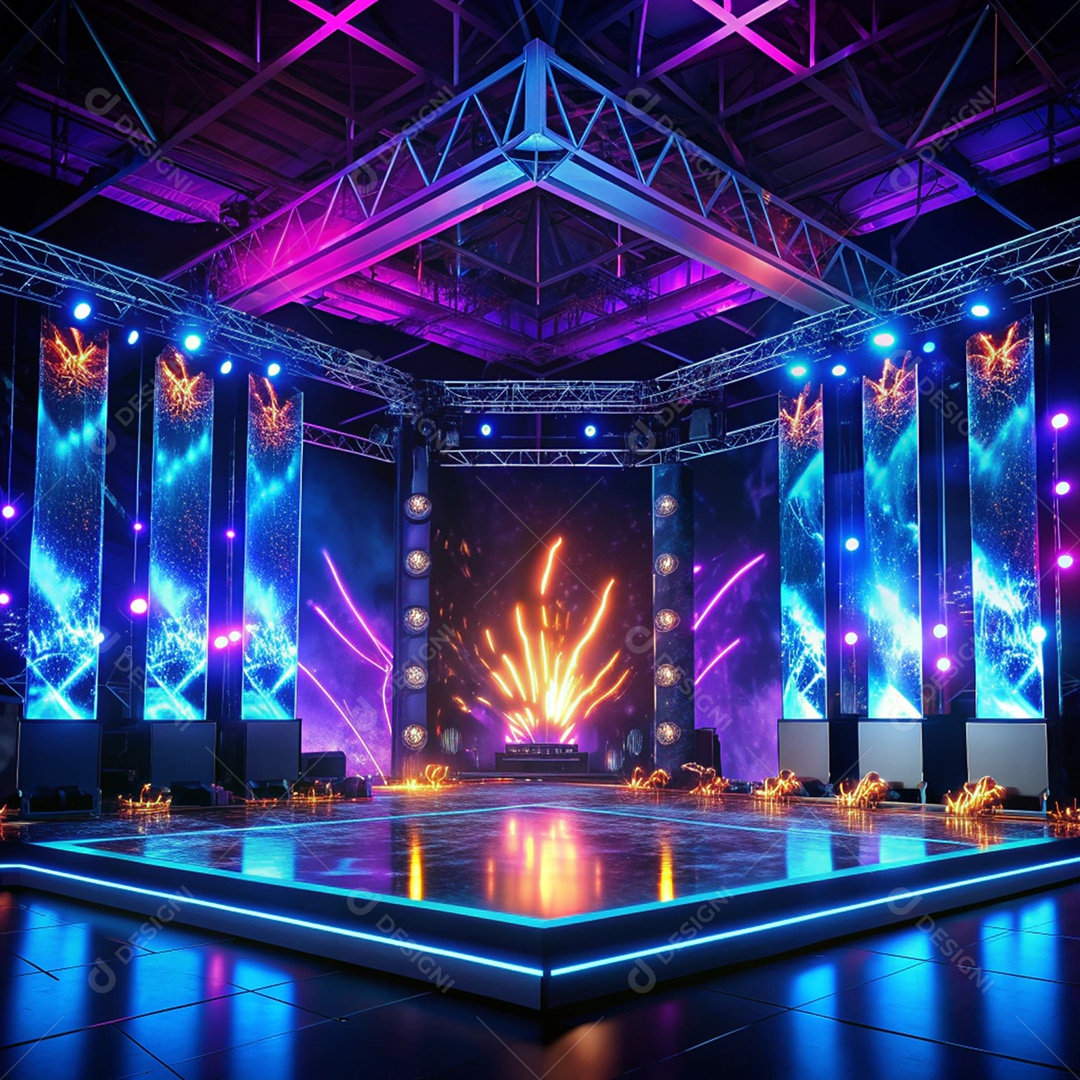 Palco iluminado luzes neon para show