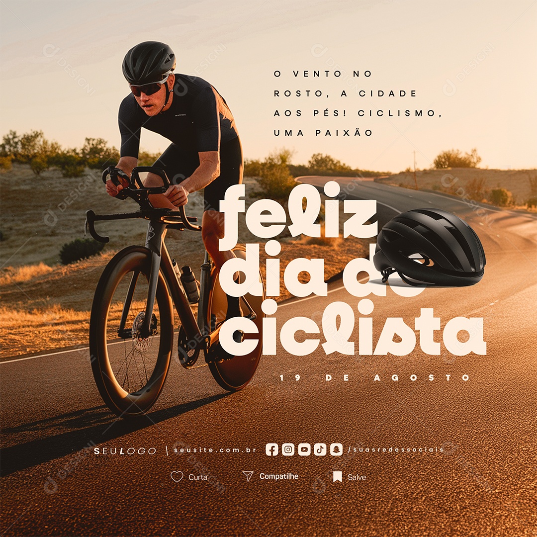 Feliz Dia do Ciclista 19 de Agosto Social Media PSD Editável