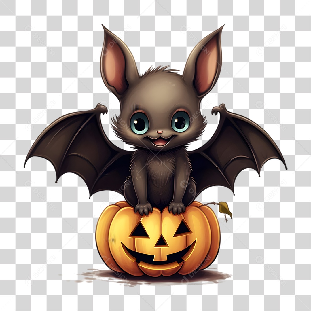 Elemento 3D Halloween Morcego PNG Transparente