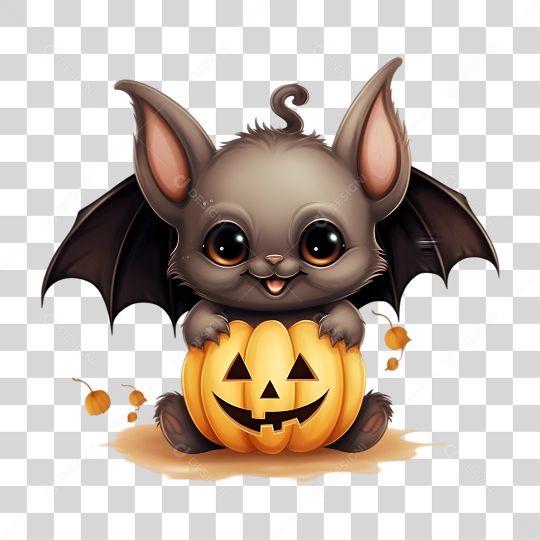 Elemento 3D Halloween Morcego PNG Transparente