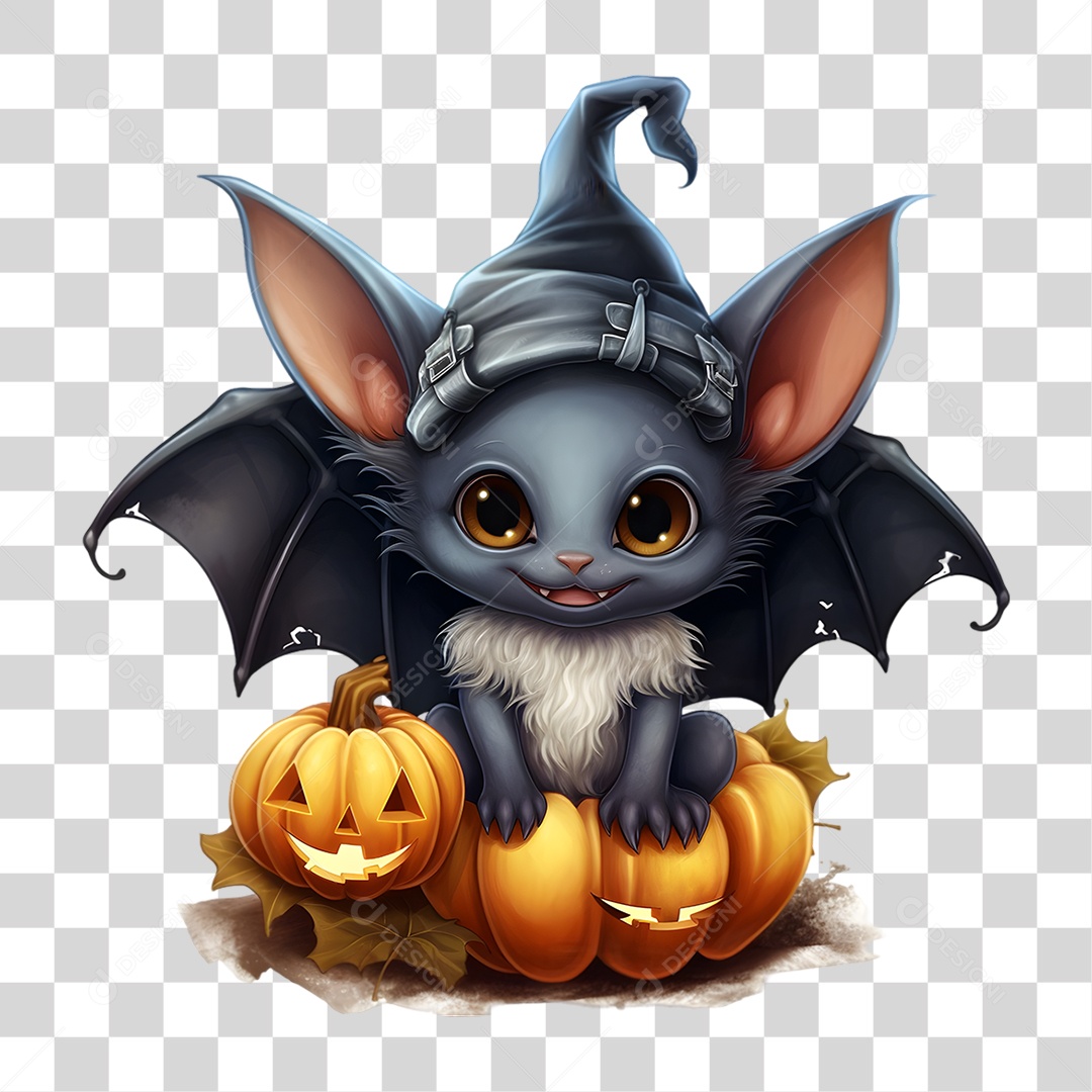 Elemento 3D Halloween Morcego PNG Transparente