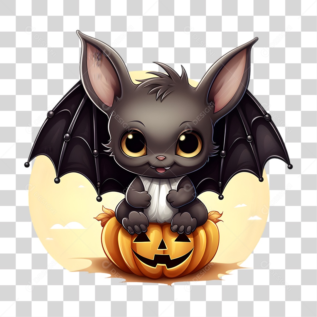 Elemento 3D Halloween Morcego PNG Transparente