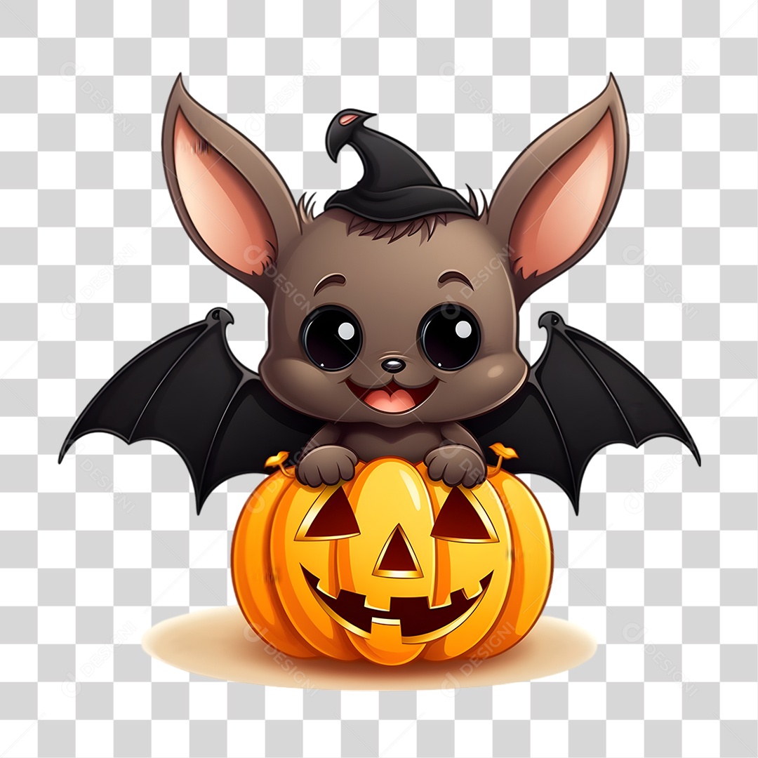 Elemento 3D Halloween Morcego PNG Transparente