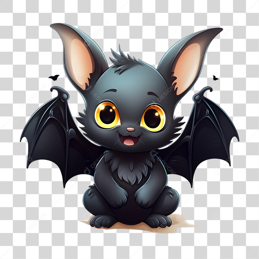 Elemento 3D Halloween Morcego PNG Transparente