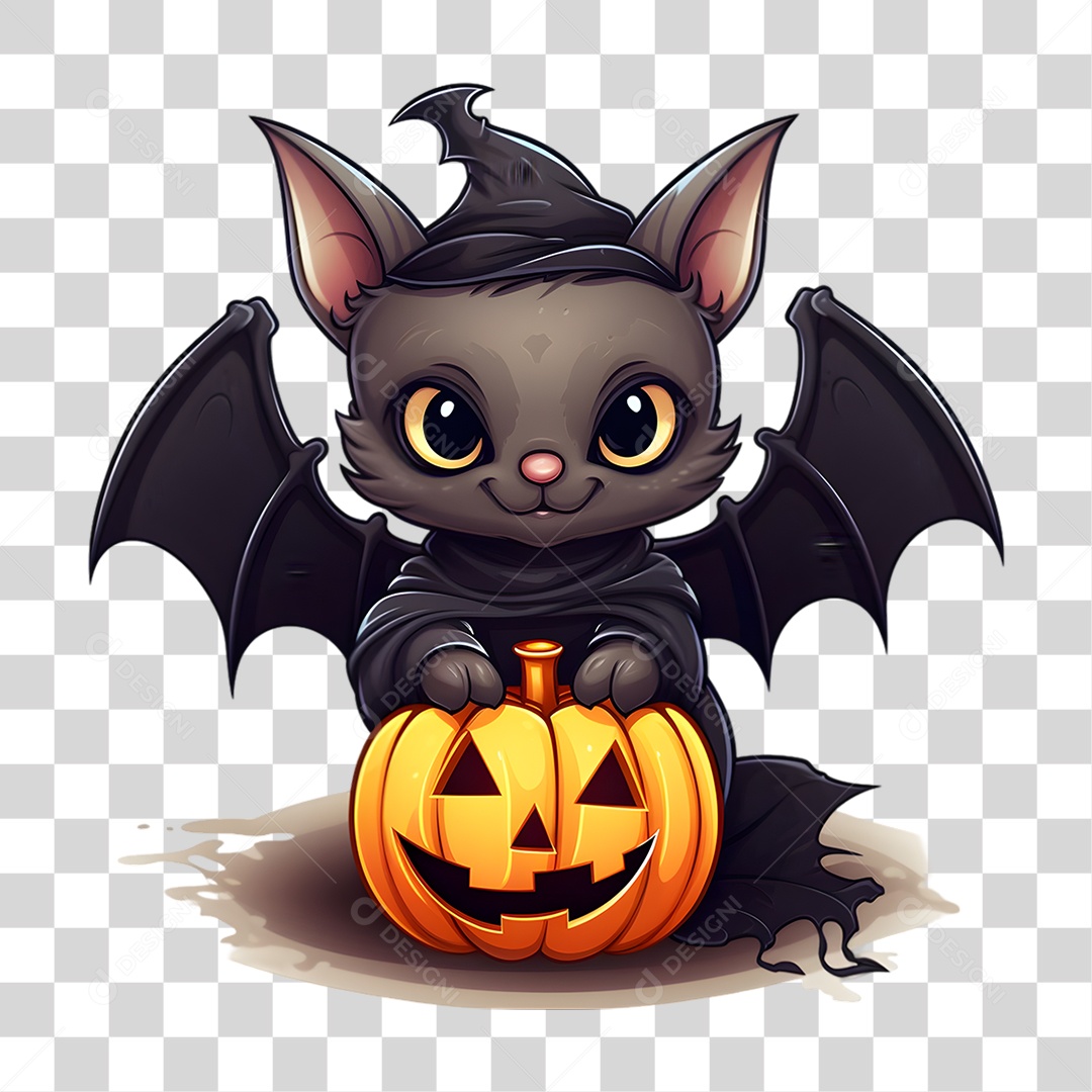 Elemento 3D Halloween Morcego PNG Transparente