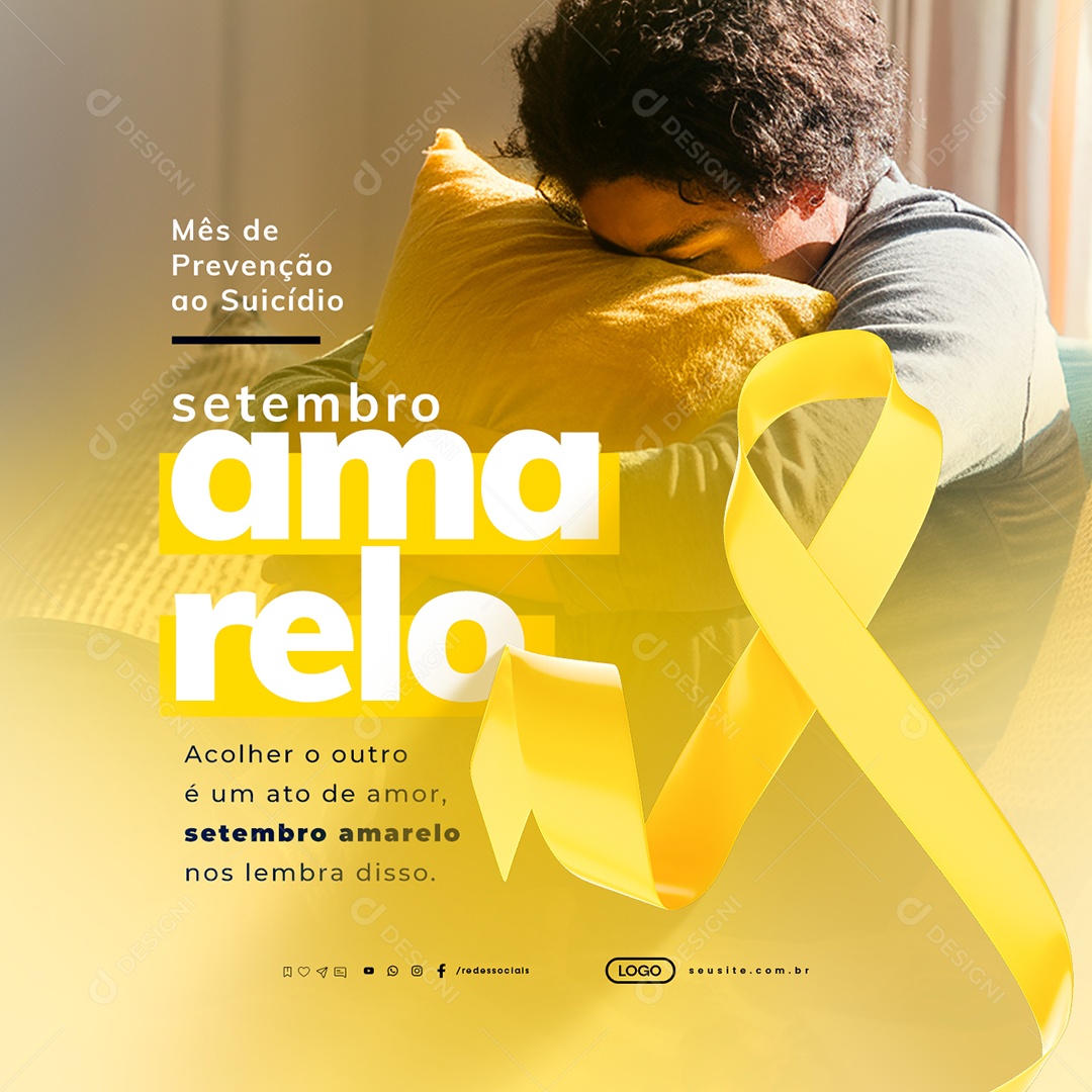 Setembro Amarelo Mês de Prevenção ao Suicídio Social Media PSD Editável