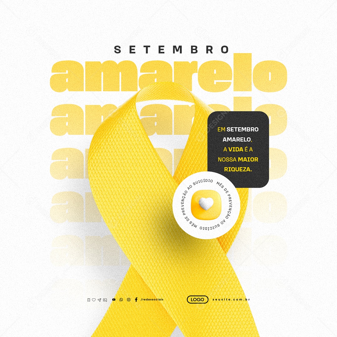 Setembro Amarelo A Vida é a Nossa Maior Riqueza Social Media PSD Editável
