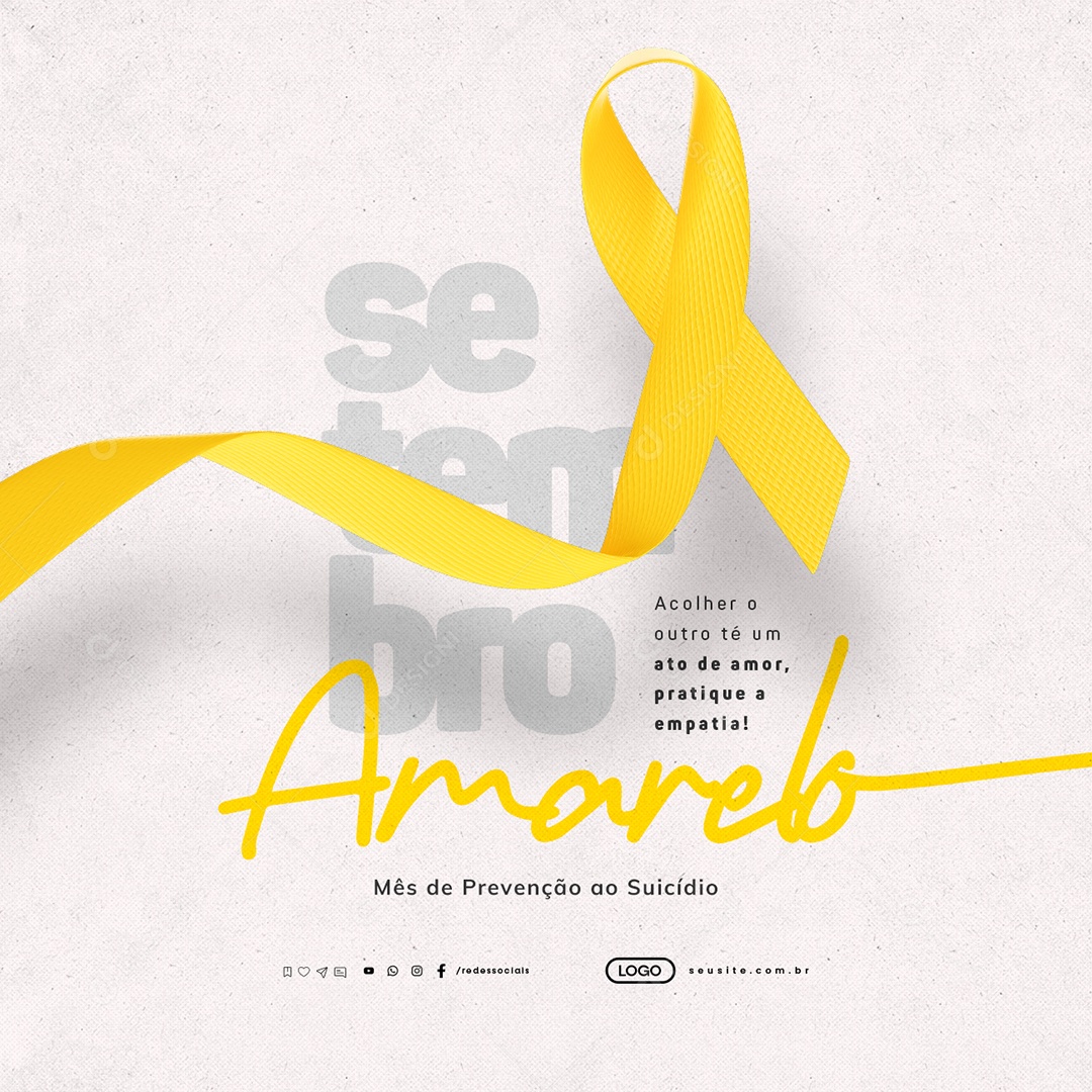 Setembro Amarelo Acolher Social Media PSD Editável