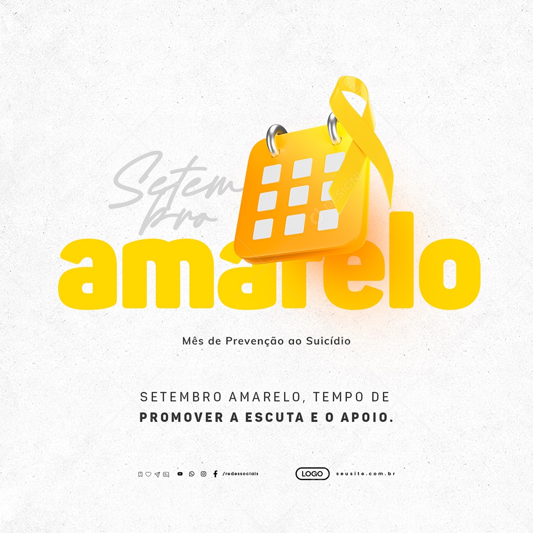 Setembro Amarelo Tempo de Promover Social Media PSD Editável