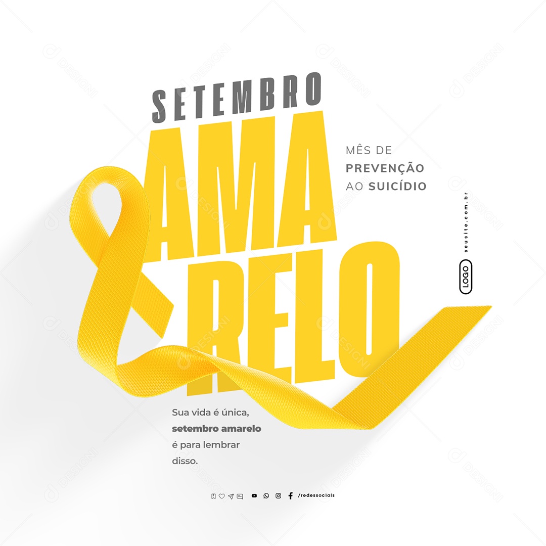 Setembro Amarelo Mês de Prevenção ao Suicídio Social Media PSD Editável