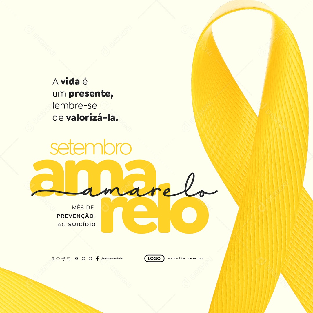 Setembro Amarelo A Vida é um Presente Social Media PSD Editável
