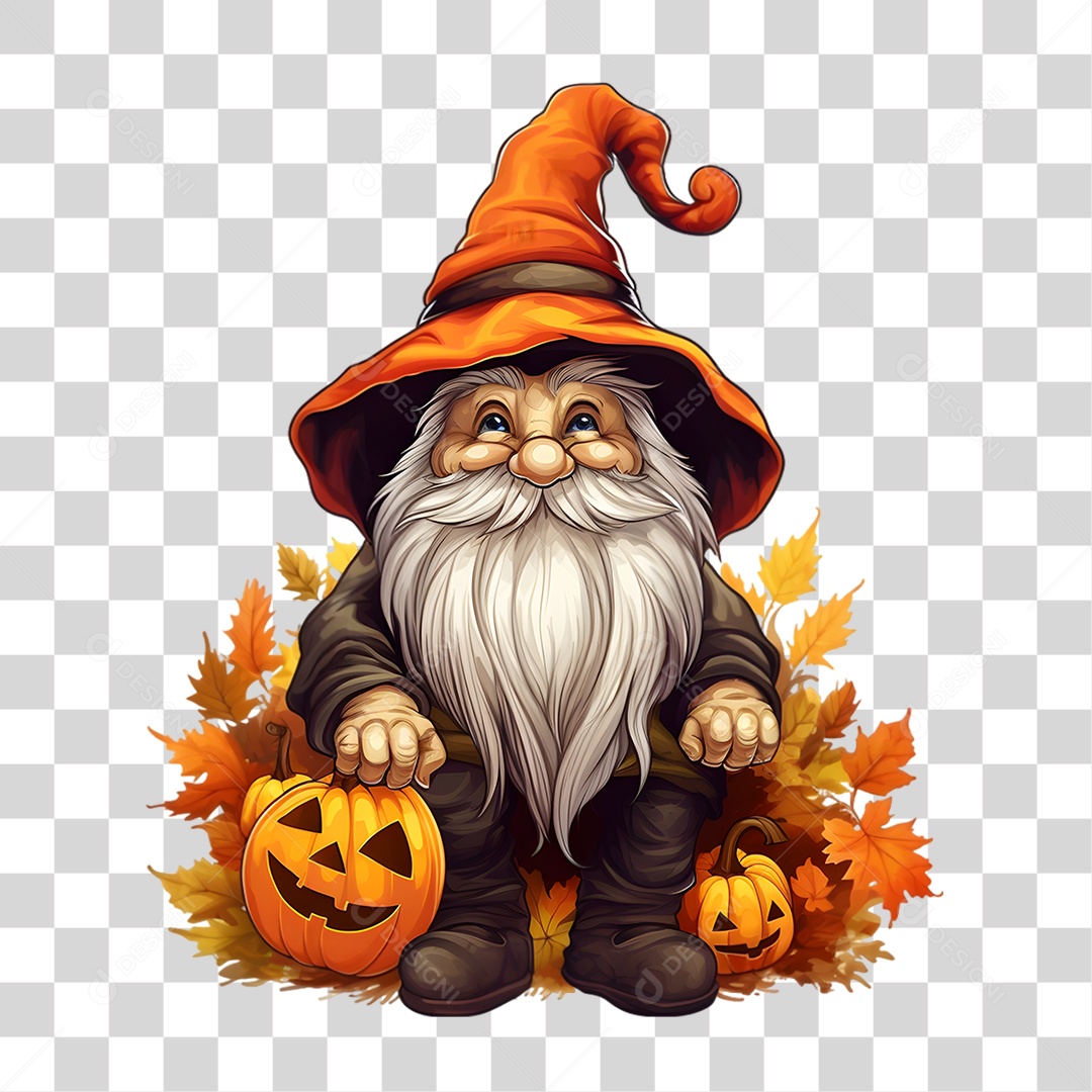 Elemento 3D Halloween Gnomo PNG Transparente