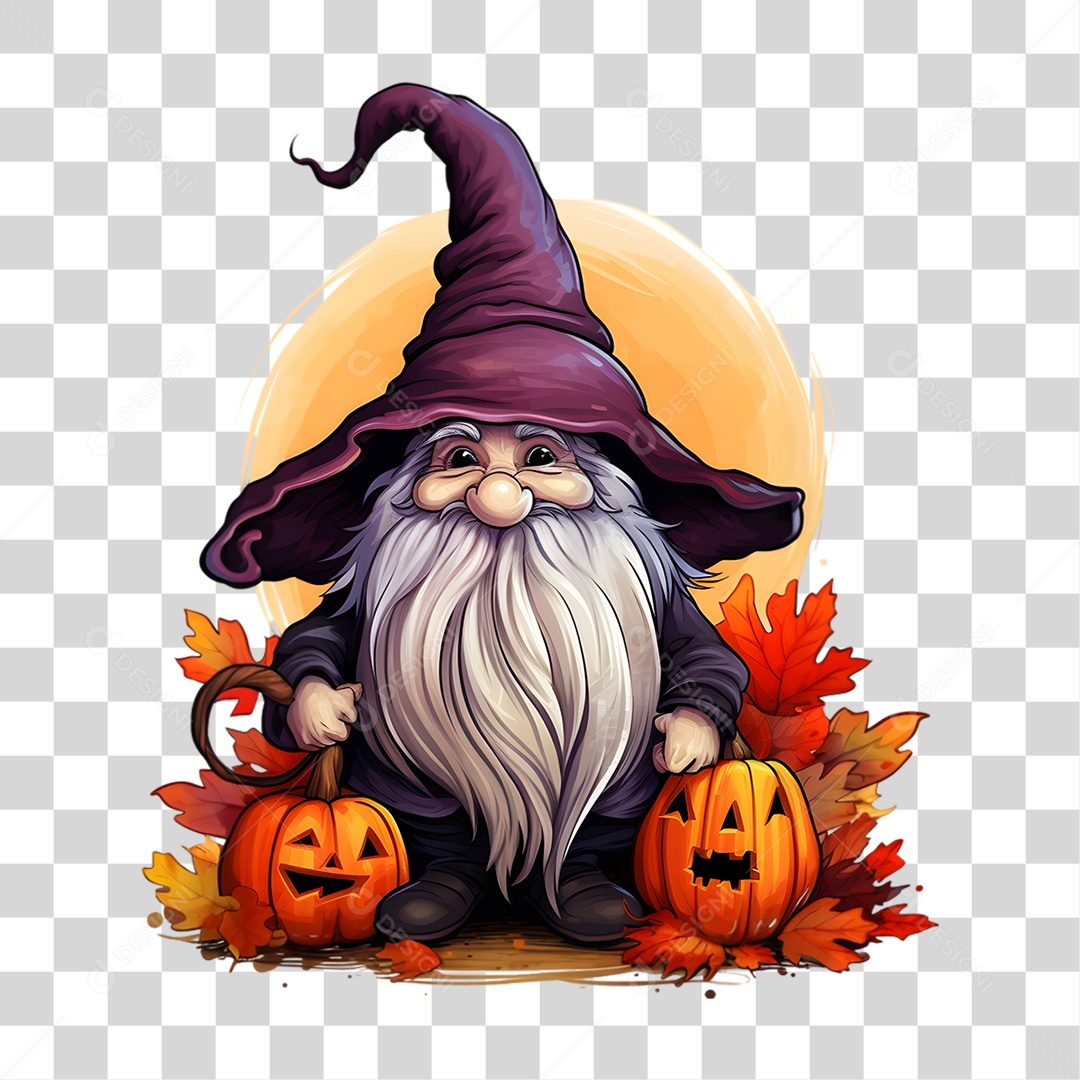 Elemento 3D Halloween Gnomo PNG Transparente