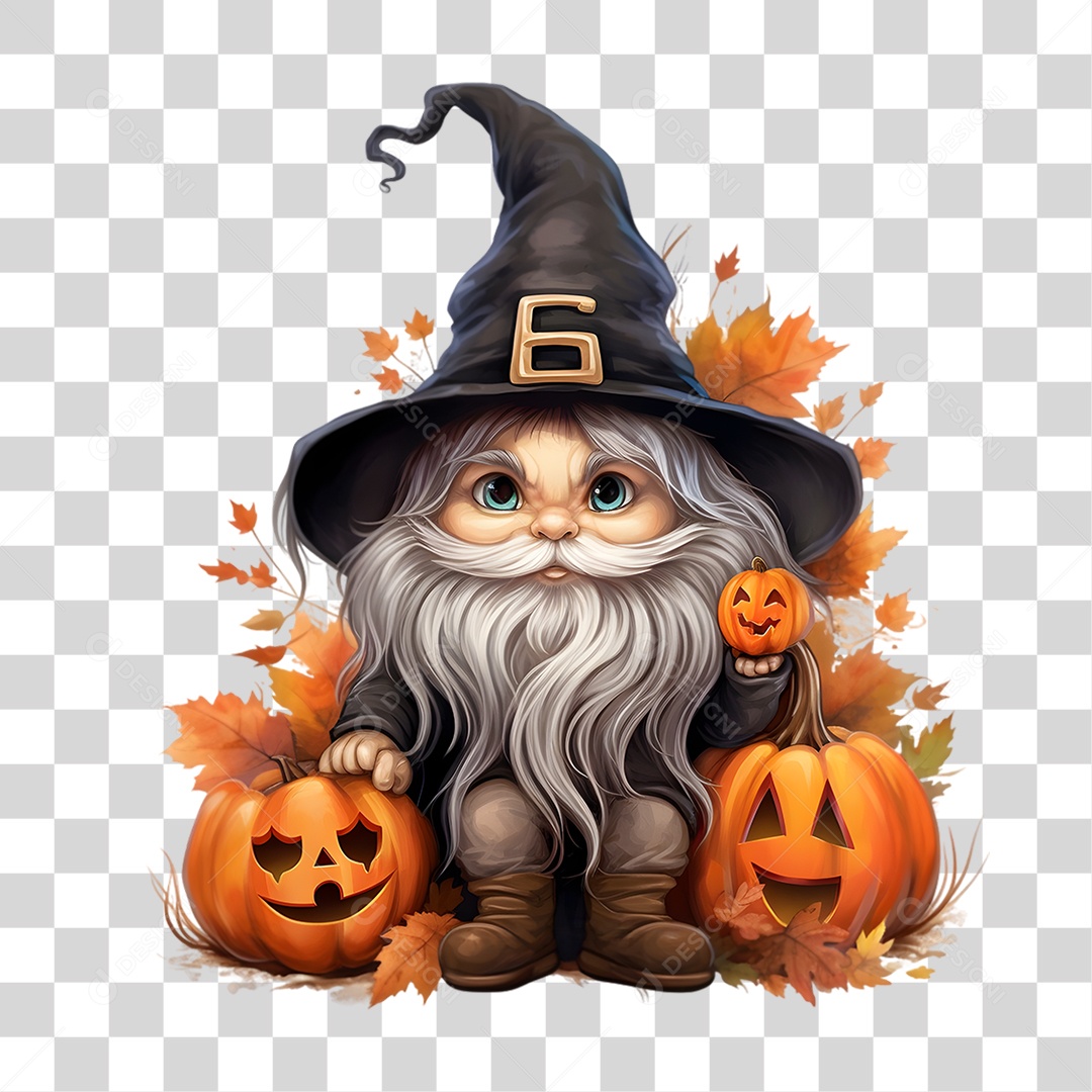 Elemento 3D Halloween Gnomo PNG Transparente