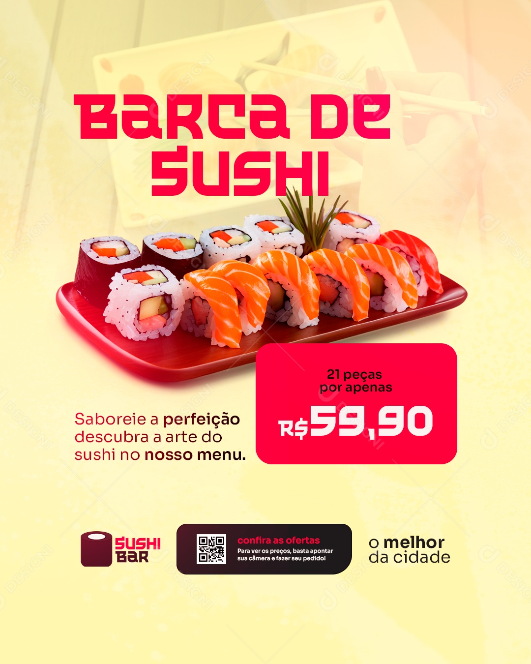 Restaurante Japonês A Melhor Barca de Sushi Social Media PSD Editável