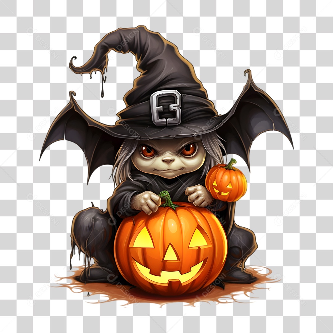 Elemento 3D Halloween Gnomo PNG Transparente