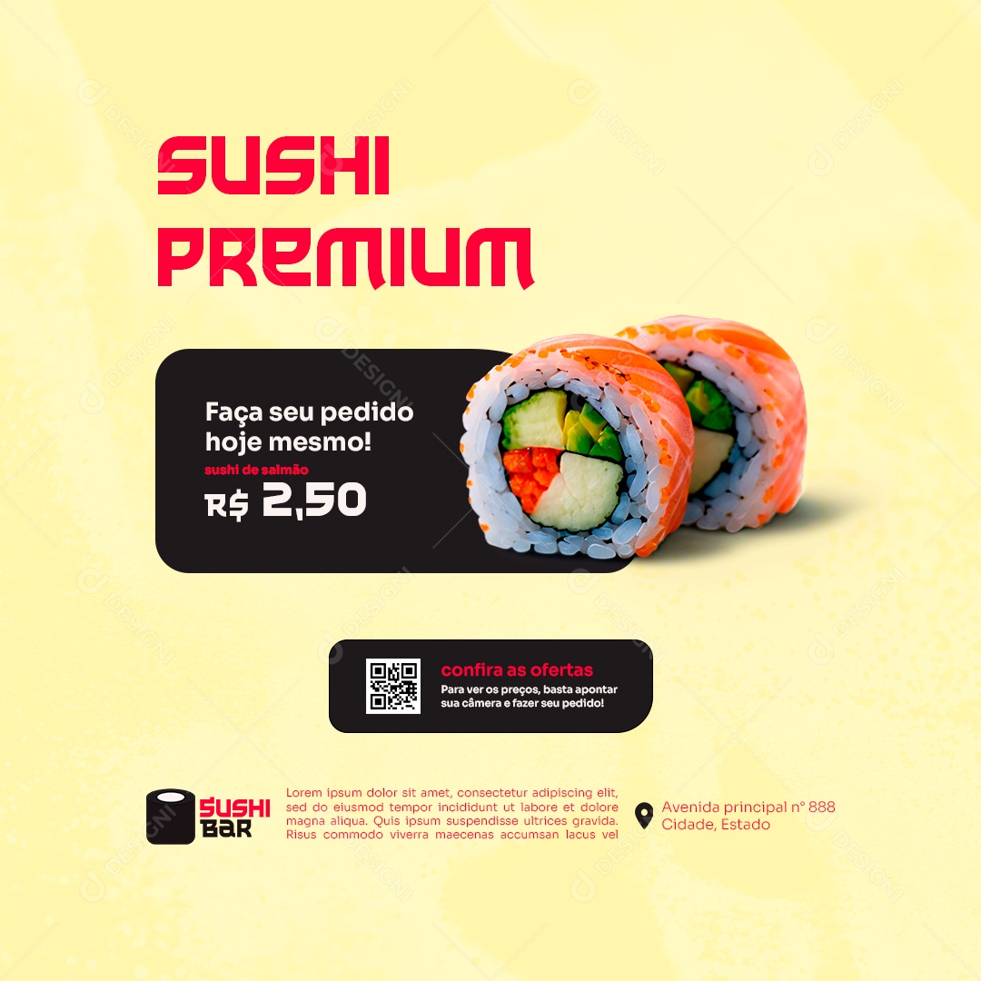 Comida Japonesa Sushi Premium Social Media PSD Editável