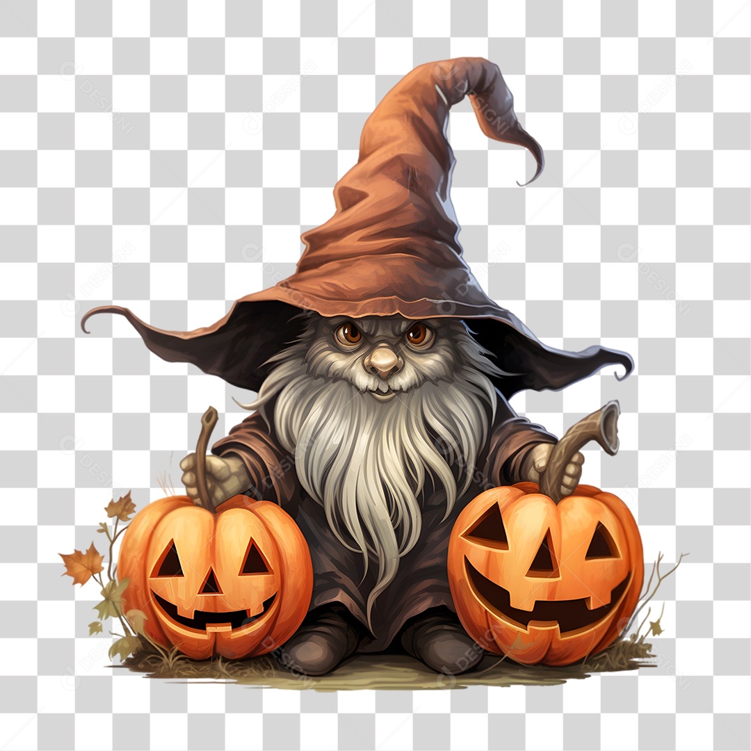 Elemento 3D Halloween Gnomo PNG Transparente