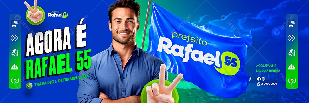 Carrossel Política Agora é Rafael Social Media PSD Editável