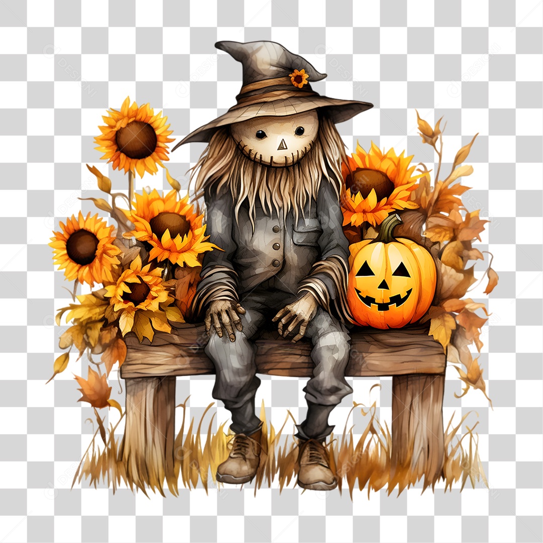 Elemento 3D Halloween Espantalho PNG Transparente