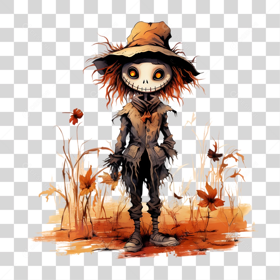 Elemento 3D Halloween Espantalho PNG Transparente