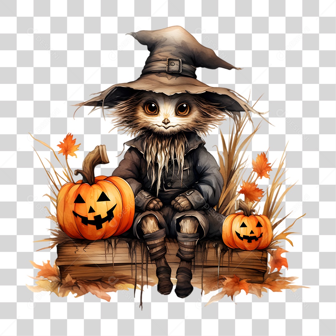 Elemento 3D Halloween Espantalho PNG Transparente