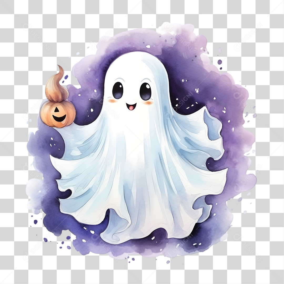 Elemento 3D Halloween Fantasma PNG Transparente