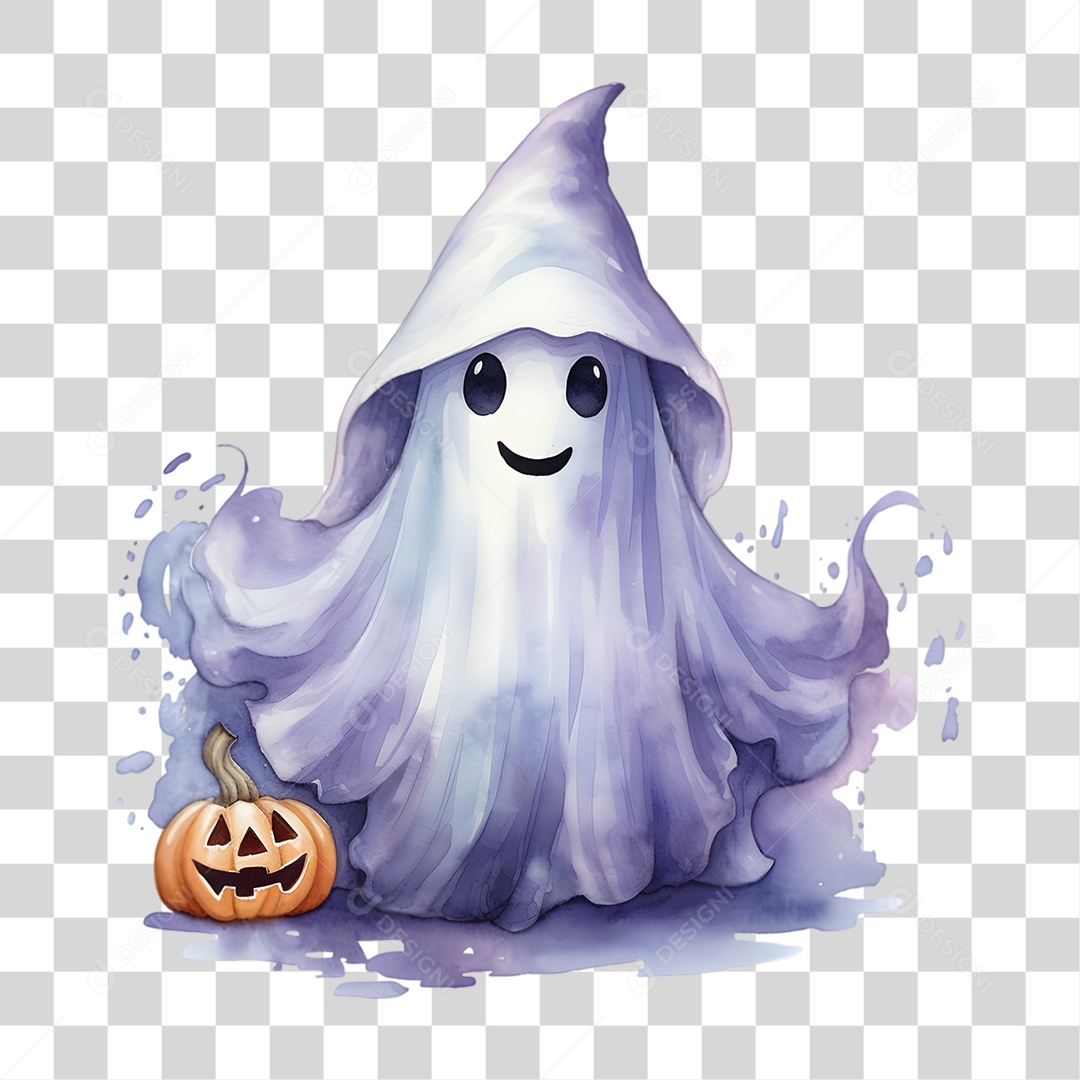 Elemento 3D Halloween Fantasma PNG Transparente