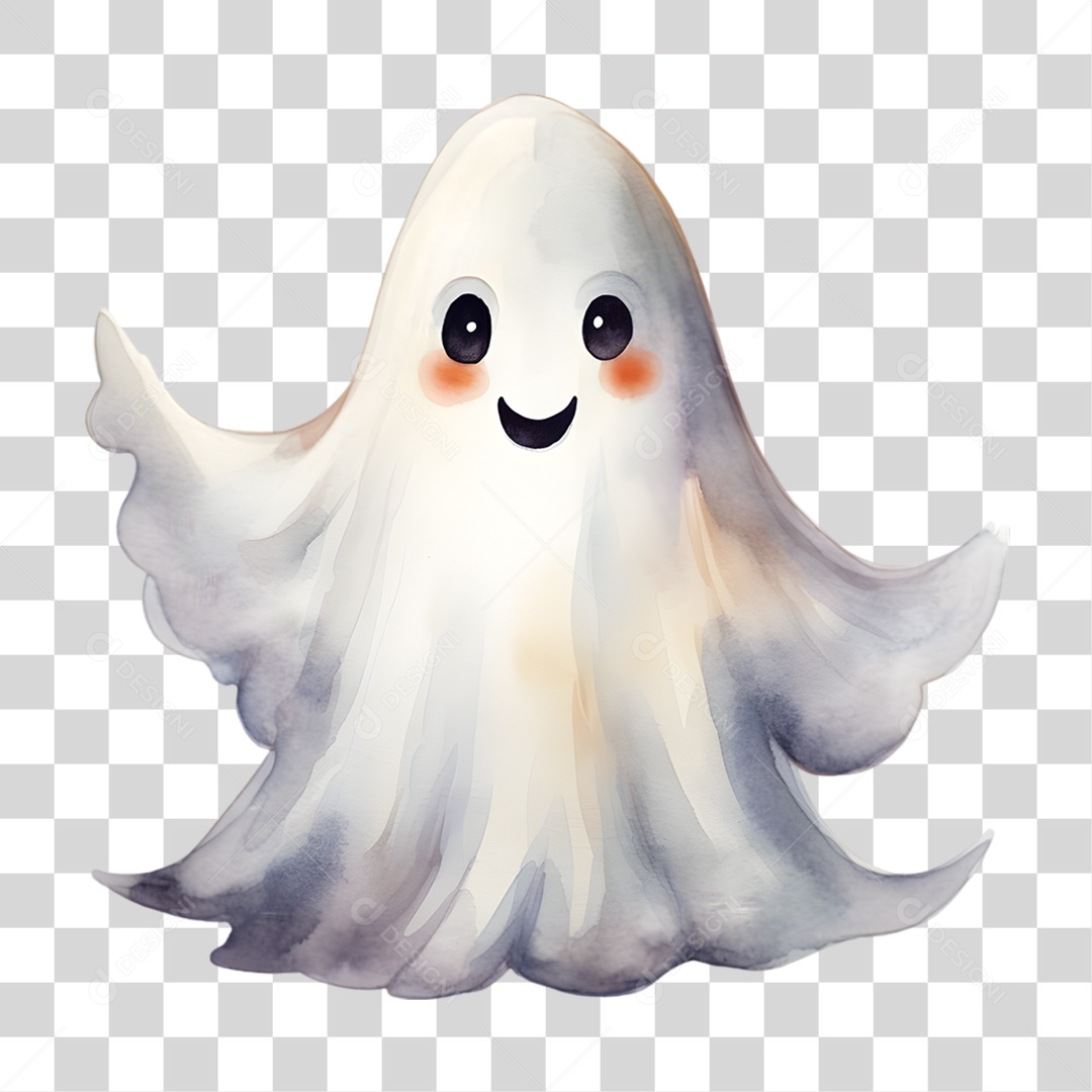 Elemento 3D Halloween Fantasma PNG Transparente