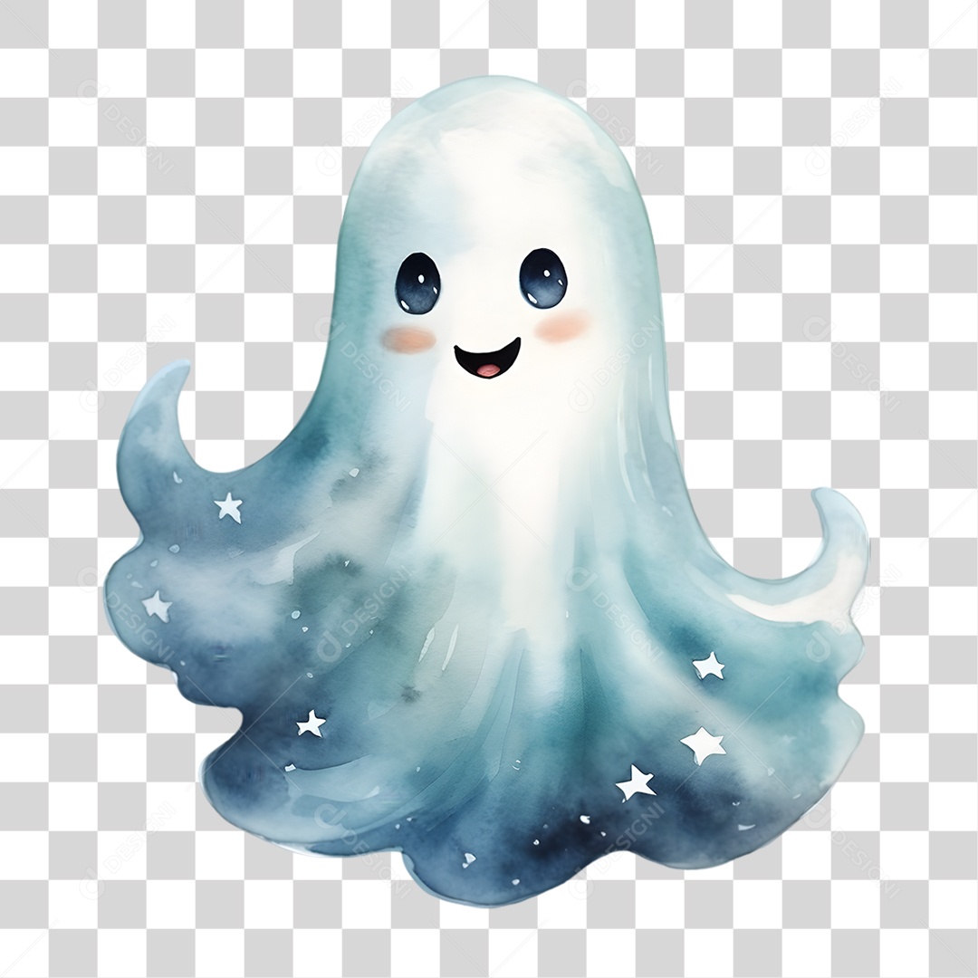 Elemento 3D Halloween Fantasma PNG Transparente