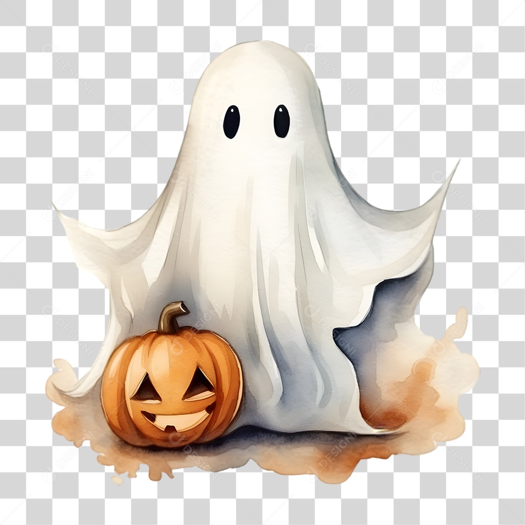 Elemento 3D Halloween Fantasma PNG Transparente