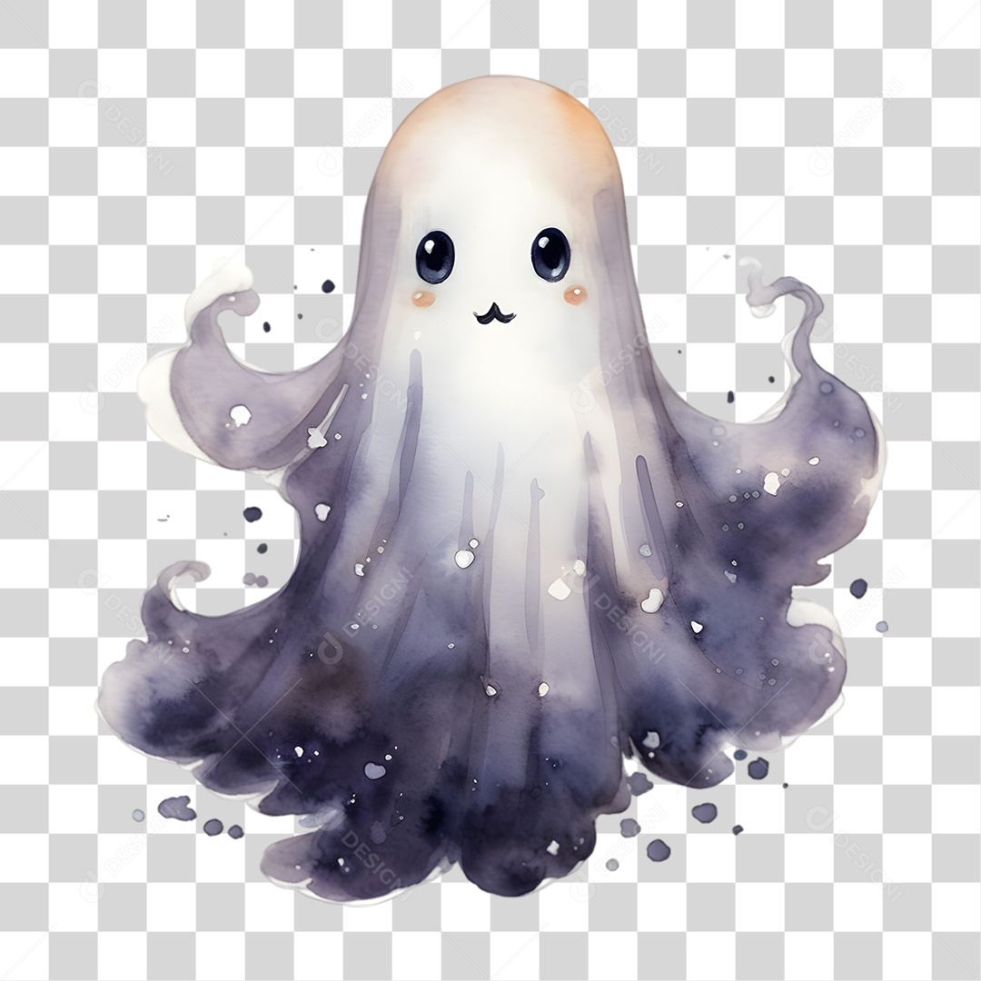 Elemento 3D Halloween Fantasma PNG Transparente