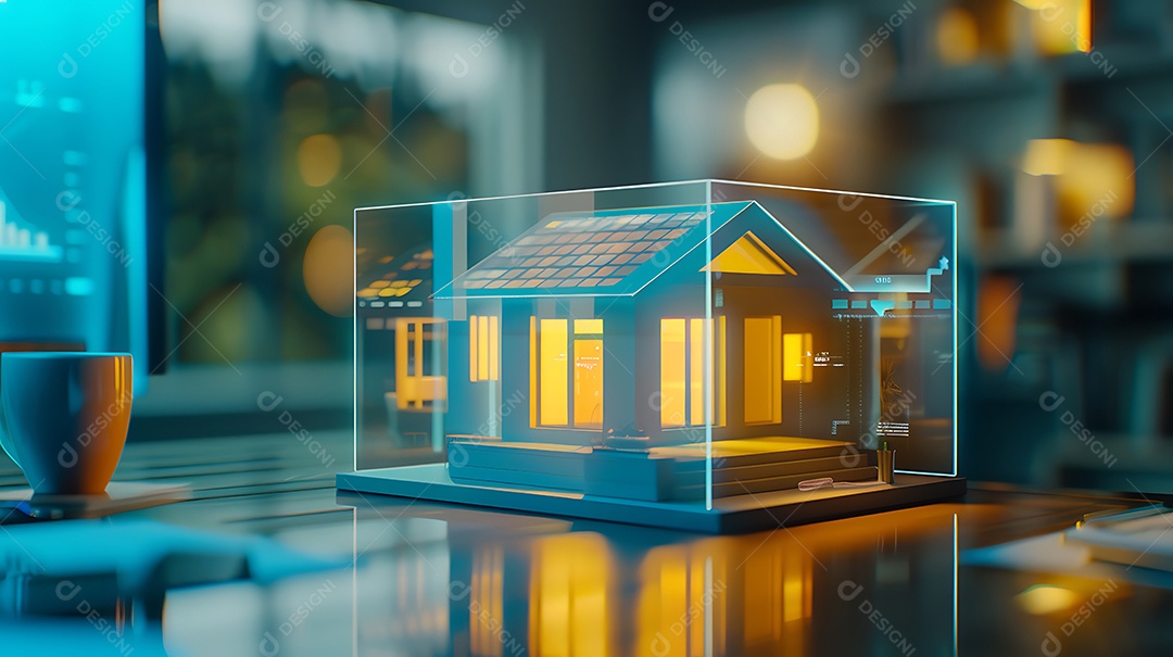 Modelo em miniatura de uma casa sobre a mesa