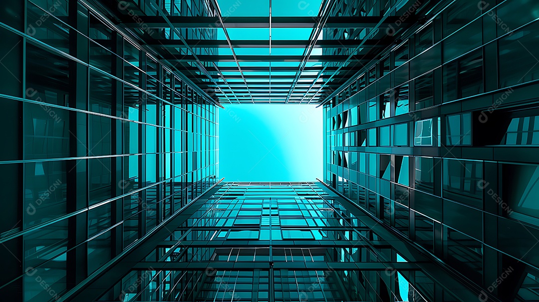 Construção de arranha céus renderização 3D de fundo arquitetônico futurista