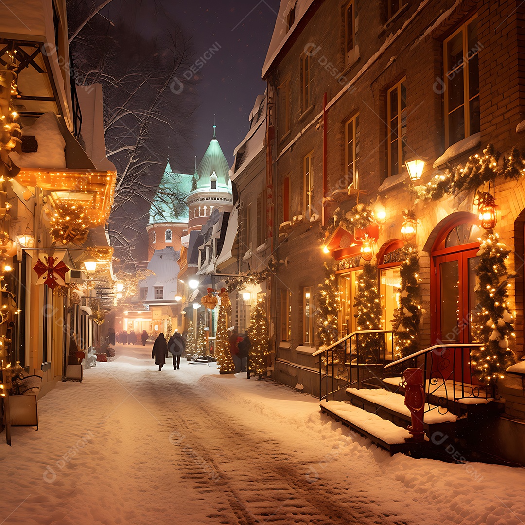 Casas e ruas de montreal à noite